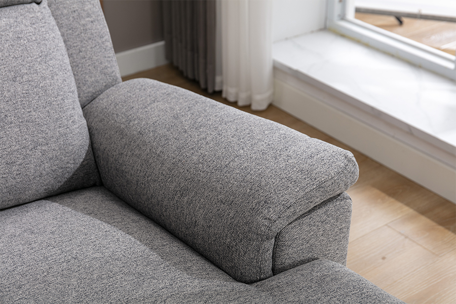 RC-7088 tlustá polyesterová textilie Manuální sklopení sekční pohovky s rukasovými opěrkami a polštáři