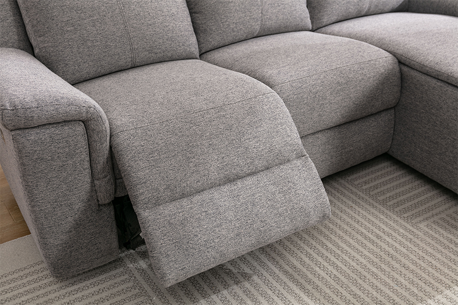 RC-7088 tlustá polyesterová textilie Manuální sklopení sekční pohovky s rukasovými opěrkami a polštáři