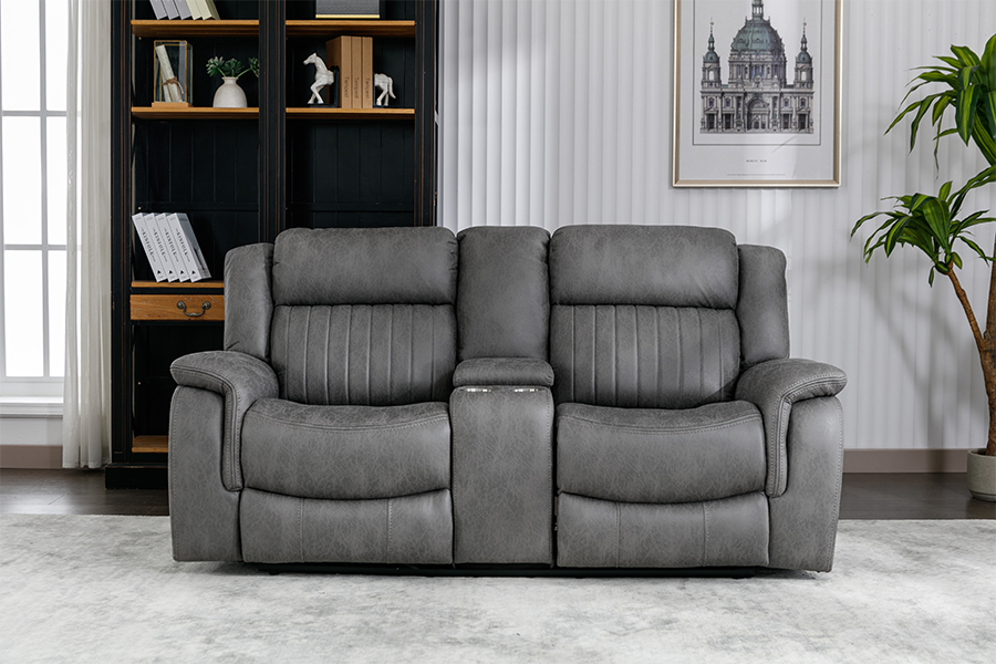 RC-7756 Polyester Tech Fabric Manual Lehning Loveseat s konzolí