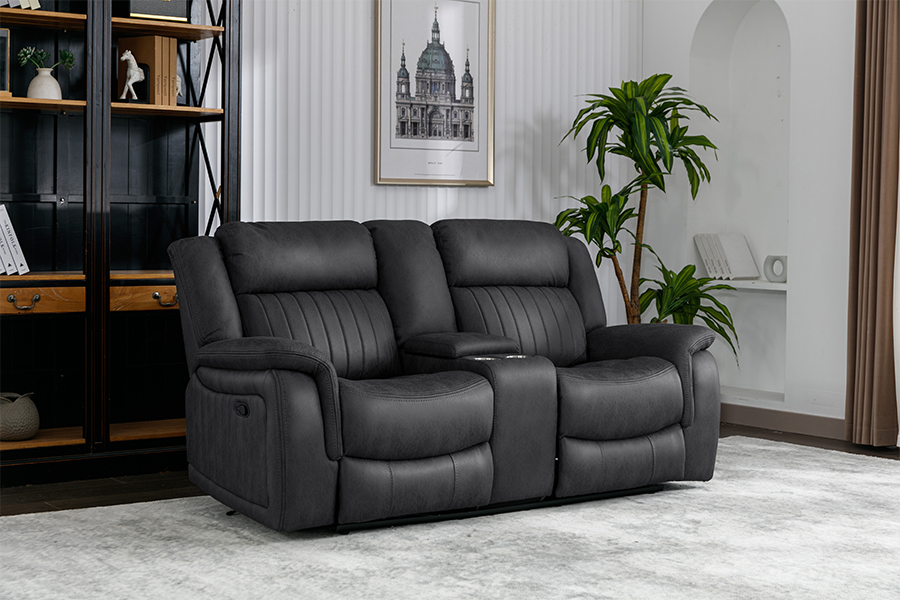 RC-7756 Polyester Tech Fabric Manual Lehning Loveseat s konzolí